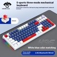 thumbnail image 1 of H96 three-mode mechanical keyboard Bluetooth wireless gaming keyboard,White blue red-red axis, 1 of 18