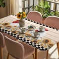 thumbnail image 3 of Sunflowers Rooster Table Cloths for 6 Foot Rectangle Tables, Farmhouse Vintage Beige Wooden Plaid Patio Waterproof Elastic Fitted Tablecloths, Washable Rectangular Table Cover for Camping, 3 of 8