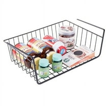 Basicwise  5.5 x 14.5 x 10.5 in. Hanging Under Shelf Metal Storage Basket, Black - Set of 2