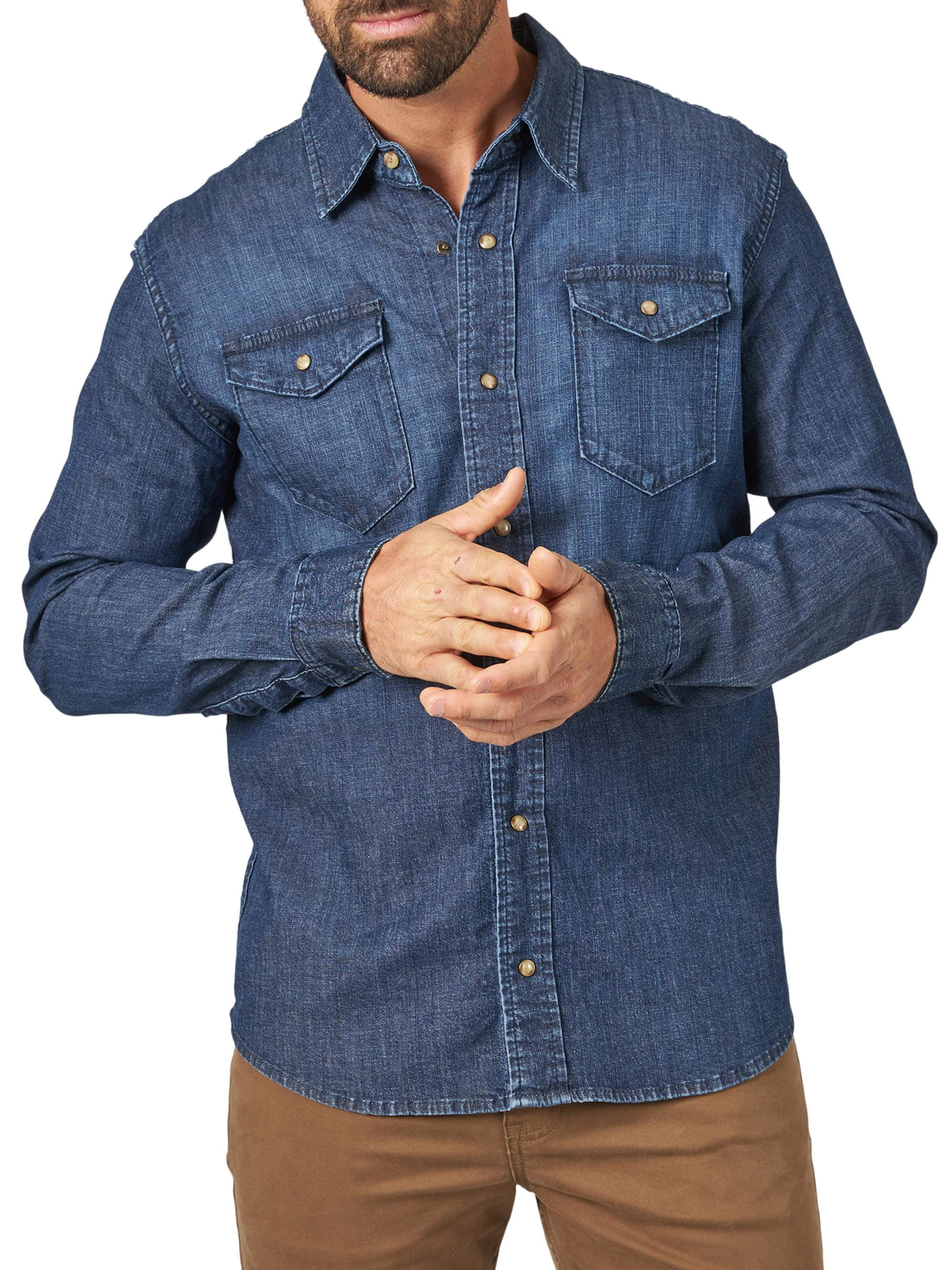 Wrangler Men's Premium Slim Fit Denim Shirt - Walmart.com