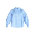 thumbnail image 5 of Terra & Sky Women's Plus Size Lace Inset Blouse with Long Sleeves, Sizes 0X-5X, 5 of 5