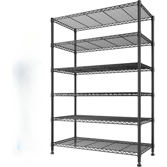 Storage Shelves Metal Shelving Unit, 6 Tier Wire Shelving for Pantry Shelves Adjustable 1200LBS Garage Shelving Heavy Duty Storage Rack for Kitchen Garage,