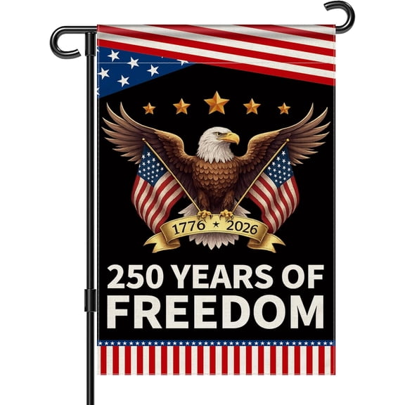 America 250th Anniversary Garden Flag, USA 250 Years Banner Patriotic Freedom Yard Sign 4th of July Double-Sided Waterproof Flag 12x18 Inch