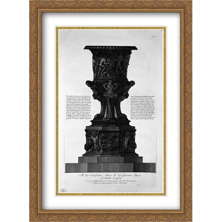 Great ancient vase with its marble pedestal found at Hadrian`s Villa in 1769 2x Matted 28x38 Large Gold Ornate Framed Art Print by Piranesi, Giovanni Battista