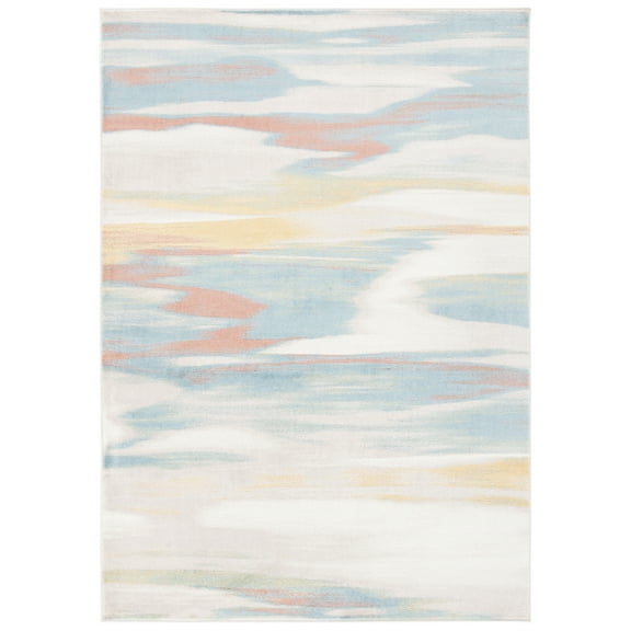 SAFAVIEH Skyler Ilija Wavy Marble Area Rug, Beige/Terracotta, 5'5" x 7'7"