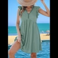 thumbnail image 2 of Vestido Tipo Cárdigan de Corta con Cuello en V y Ribete de Encaje, Verde, Talla L, 2 of 7