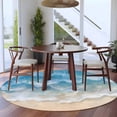 thumbnail image 4 of Abstract Gradient Round Living Room Rugs 8 ft, Beach Blue Water Ripple Scenery Washable Large Area Rug with Non-Slip Sturdy Edge Binding Round Carpet for Dining Room Kitchen Office, 4 of 9
