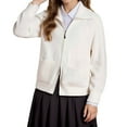 thumbnail image 5 of KHONTS Girls Sweater Cardigan Uniform Zip up Knit Turtleneck Fall Kids Jacket with 2 Pockets, Sizes 6-14 Years White 170, 5 of 9