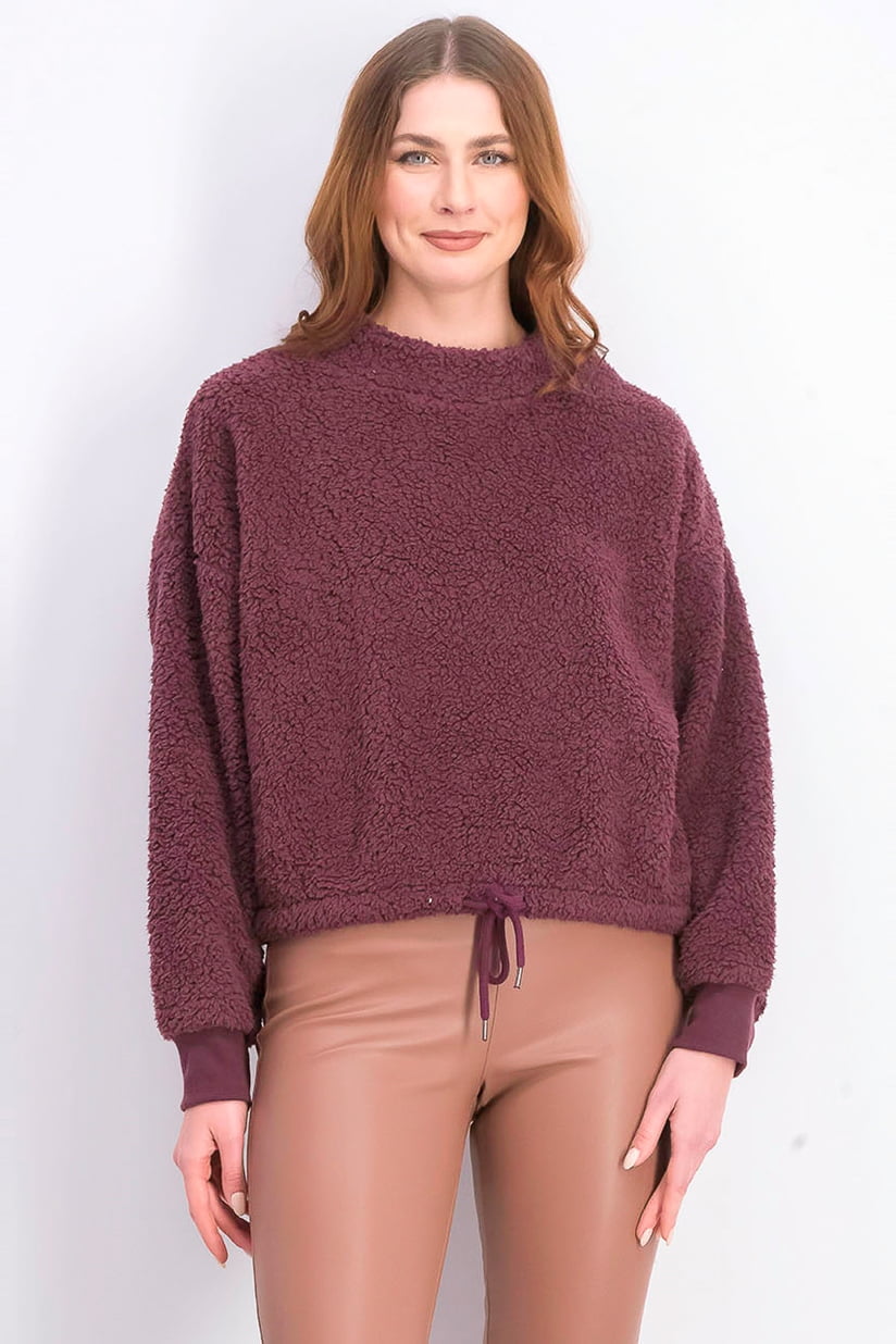 Hippie Rose Juniors' Mock-Neck Sherpa 