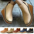 thumbnail image 3 of Gswybco Wedge Sneakers For Women'S Hidden Heel Platform Wedge Booties Hidden Wedgie SneakersLarge Side Zipper Casual Leather Plastic Thick Sole Slope Heels Women's Shoes, 3 of 4