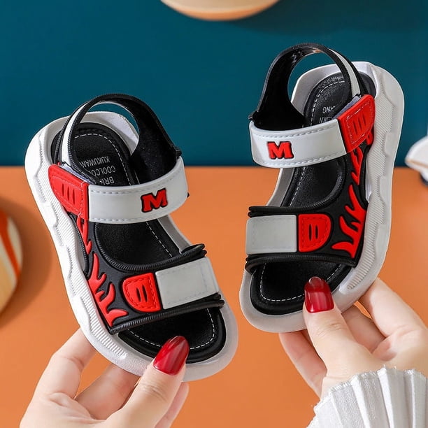Sandalias de moda de verano para niños, para niños de talla mediana y grande, estilo coreano, zapatos de playa para bebés, para niños grandes y pequeños
