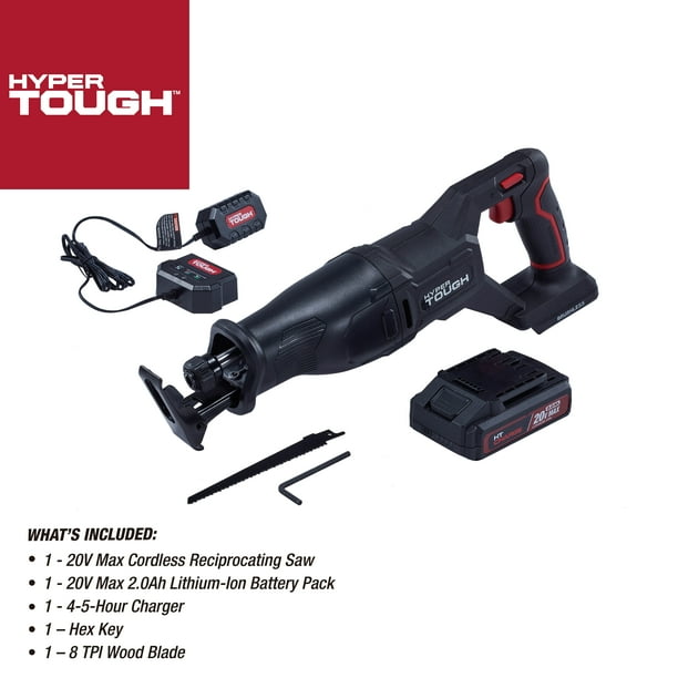 Hyper Tough 20V Brushless Reciprocating Saw, with 2.0Ah