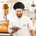 thumbnail image 4 of 2 Pieces Chef's Toque Chef Hat Kitchen Cap Cuisine Black Adjustable Catering Hairnet Reusable Mesh Restaurant Beanie, 4 of 5
