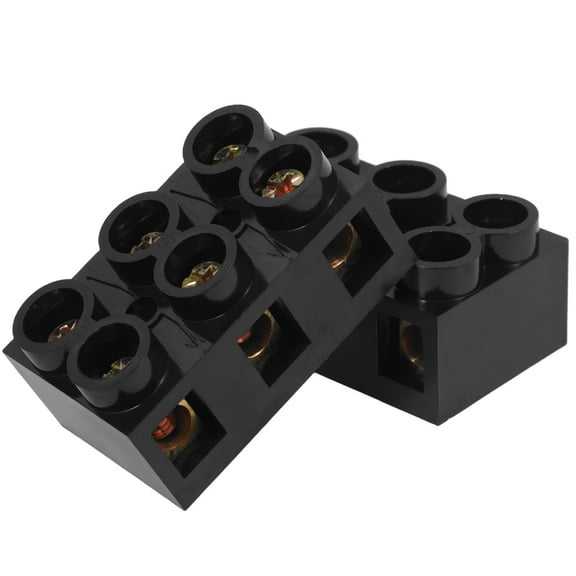 2pcs Double Row Screw Terminal Block 500V 60A 3 Position Electrical Barrier Strip for Home, Industrial, and Commercial Use