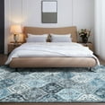 thumbnail image 2 of Haperlare Area Rugs Washable Rug Boho Moroccan Rug Vintage Non-Slip Rugs Soft Floral Throw Rug, 8' x 10' Gray Blue, 2 of 7