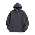 thumbnail image 5 of Mens Knitted Hoodies Oversized Long Sleeve Pullover with Kangaroo Pockets Texture Work Hooded Sweatshirts Big and Tall Gray,L, 5 of 7