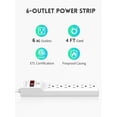 thumbnail image 2 of Protector contra sobretensiones Power Strip PLUGTUL de 6 salidas y 4 pies con 980J, 2 of 7