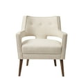 thumbnail image 2 of Charming Accent Chair - Open Arm, Cream Upholstery, Button Back, Solid Wood Legs Beautiful Pecan Legs, Foam Cushion, 2 of 2