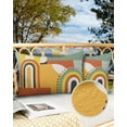 thumbnail image 2 of Pack of 2 Outdoor Pillow Covers, Mid-Century Modern Art Geometric Abstract Yellow Orange Waterproof Square Throw Pillowcase Cushion Decorative Pillow Covers for Couch Patio Tent, 20x12 in, 2 of 6