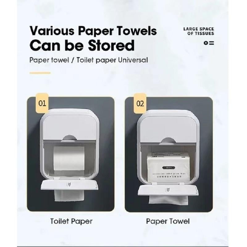 Wall Hanging Waterproof Tissue Box Roll Paper Holder Toilet Tissue Storage Box Double Layer Plastic Organizer Bathroom Accessories