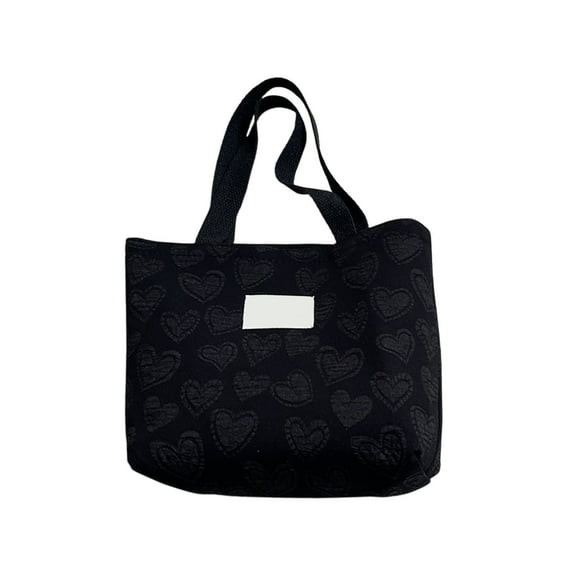 Cinvoph Tote Bag for Women Foldable Handbag Zipper Closure Decorative Heart Trendy Shoulder Bag Large Capacity Work Commuters Tote Bag for Office Travel Weekend Trips, Black
