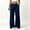 Dark Blue, variant on Women's Linen-Blend Straight Leg Pants, Elastic Drawstring Waist, All-Match Casual Trousers with Pockets for Daily Outfit Pink XXL