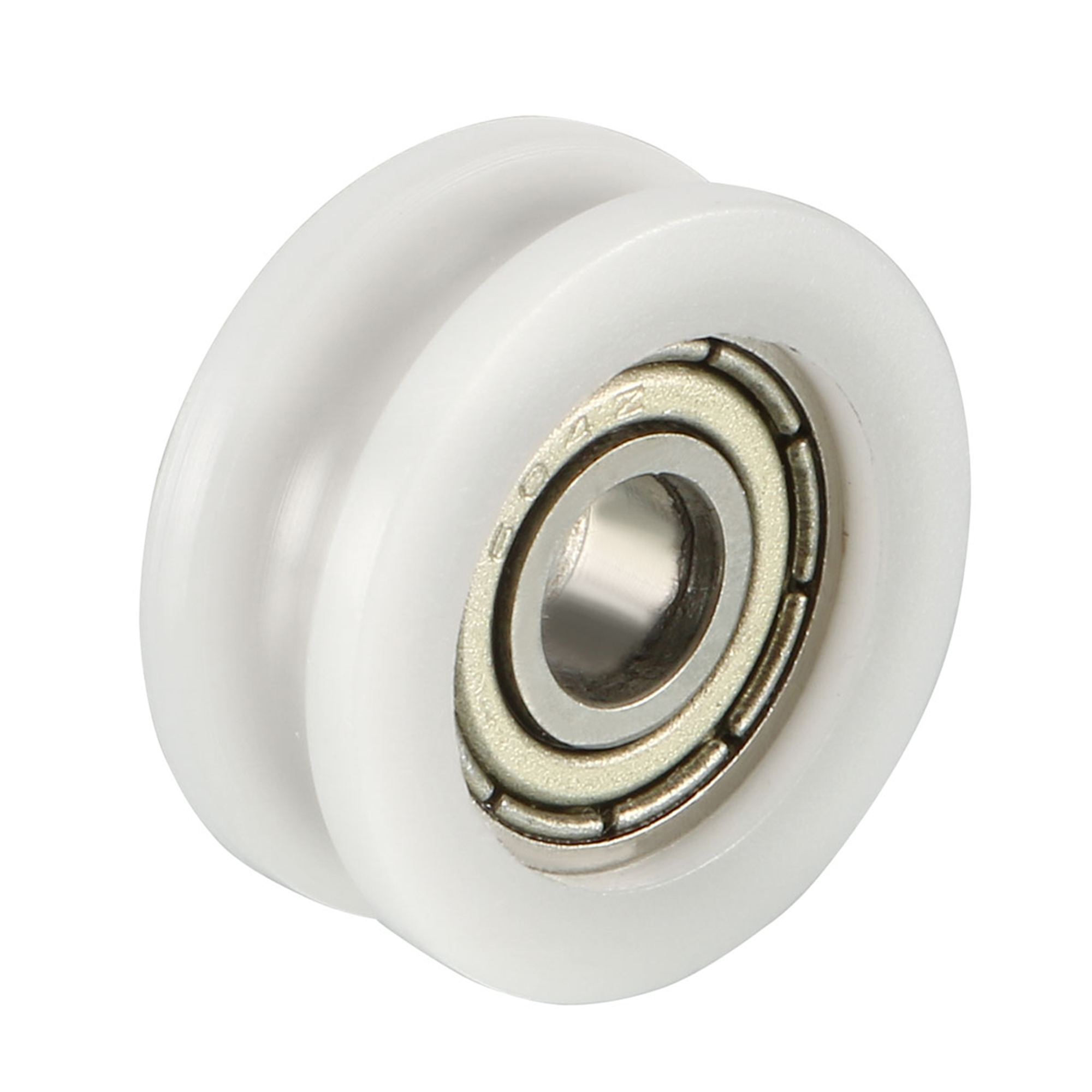 0.8mm Deep Metal V Groove Guide Bearing Pulley Rail Ball Wheel White