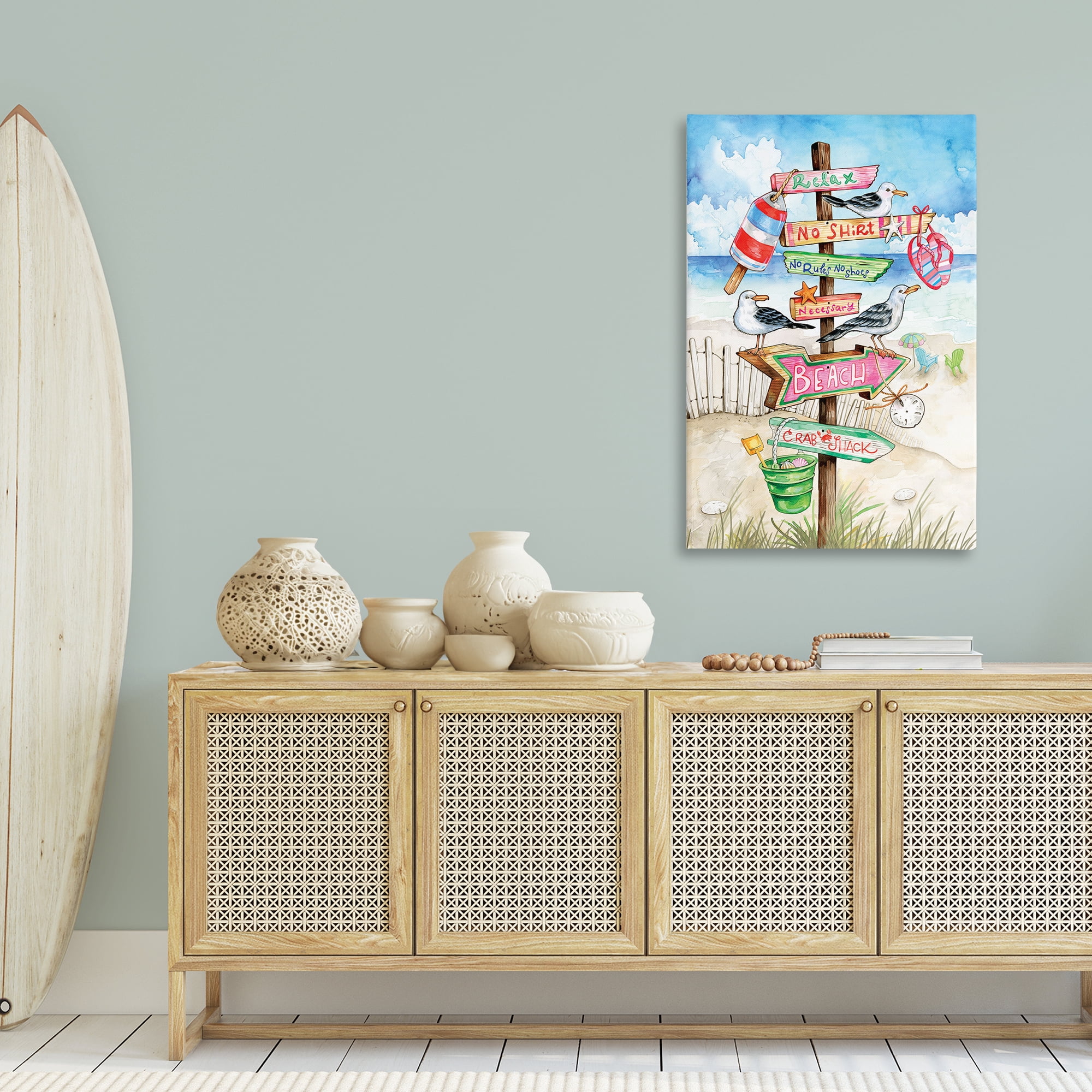 Stupell Industries Seaside Rules Signs Nautical & Beach Painting Wrapped Canvas Art Print Wall Art, 30 x 45