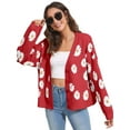thumbnail image 2 of Floral Print Women V-Neck Long Sleeve Cardigan Button Knit Coat, 2 of 5