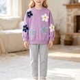 thumbnail image 2 of KEXE Little Girls Floral Sweatshirt Set Long‑Sleeve Top And Elastic Waist Ribbed Trousers, 2 of 9