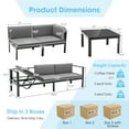 thumbnail image 3 of Gymax 3PCS Patio Furniture Set Aluminum Lounge Adjust Back Recliner Sofa Table Cushion, 3 of 10