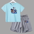 thumbnail image 3 of Conjunto de 2 piezas de camiseta y pantalones cortos informales para niños y adolescentes, de algodón, de manga corta, para verano, 3 of 5