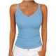 thumbnail image 3 of TaTaai Women's Casual Ribbed Tank Top V-Neck Sleeveless Solid Color Knit Vest Soft Stretchy Lightweight Spring Summer Daily Beach Wear Gift, 3 of 6