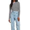 thumbnail image 1 of SUNSIOM T-Shirt Ajusté à Manches Longues Rayé pour Femmes Col Rond Hauts Printemps Décontracté Mode Urbaine, 1 of 6