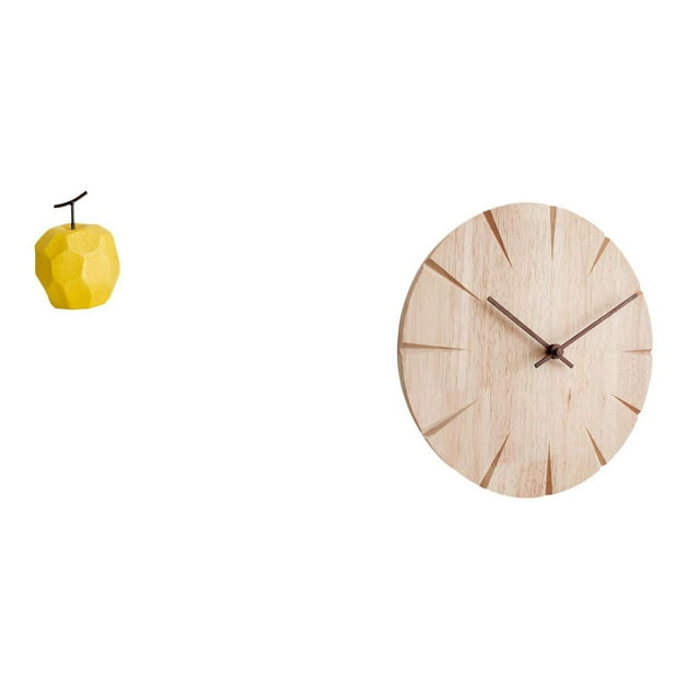 Escultura de reloj de fruta de madera de , adorno geométrico creativo, decoración de mesa coleccionable, silencioso, sin , regalo decor