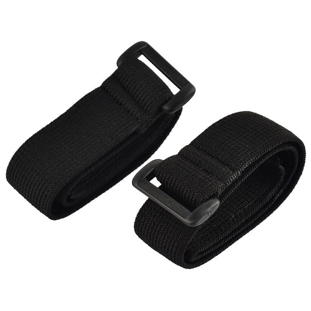 Organizador de cable elástico de nylon para equipaje con gancho, lazo y correa negra 2.5 x 40 cm 2 piezas