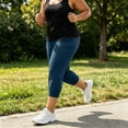 thumbnail image 2 of CYRBOKO Women's Plus Size Active Capris, Drawstring Relaxed Fit Elastic Waist Stretchy Summer Capri Pants with Pockets Navy Size 4XL, 2 of 7