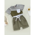 thumbnail image 3 of Bagilaanoe 0-3T Baby Boy Outfit Infant Summer Clothes Short Sleeve Contrast Color T-shirt Tops and Shorts Toddler Casual Short Pants Set 2PCS, 3 of 9