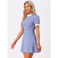 thumbnail image 3 of DARING DIVA Ruffle Neck Contrast Panel Color Vintage Dresses S Blue White, 3 of 6