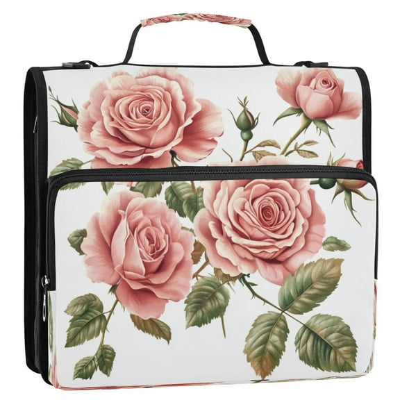 Circular Folder Package 13.6*3.5*12.4 Inches ,Binder Bag,Binder Organizer,Zipper Binder,3 Ring Binder ,Suitable for Work Five Roses