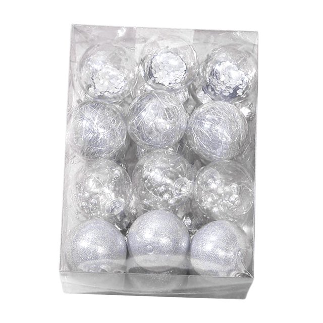 12 adornos navideños colgantes, bolas navideñas de 6 cm, para fiestas y aniversarios. Plata