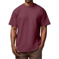 thumbnail image 2 of ADSSDQ Mens Heavyweight Cotton T-Shirt Plain Tee (Available in Big & Tall) Wine M, 2 of 5
