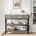 thumbnail image 2 of Console Table with 2 Drawers, 3 Tier Entryway Table with Storage, Industrial Sofa Table for Living Room, Couch, Hallway, 2 of 9