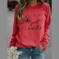 thumbnail image 3 of Feimerou Womens Long Sleeve Tops Plus Size Crewneck Graphic Sweatshirts Classic Fit Dandelion Printed Casual Pullover Top, 3 of 8