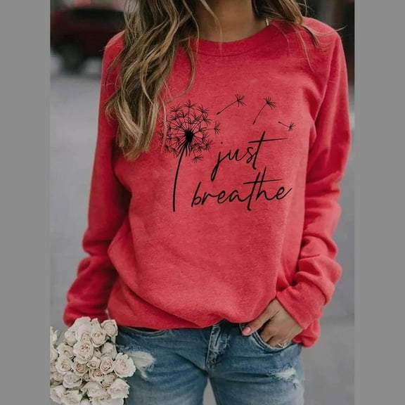 Augper Women's Casual Floral Print Long Sleeve Pullover Tops Crew Neck Lightweight Flower Landscape Graphic Sweatshirts
