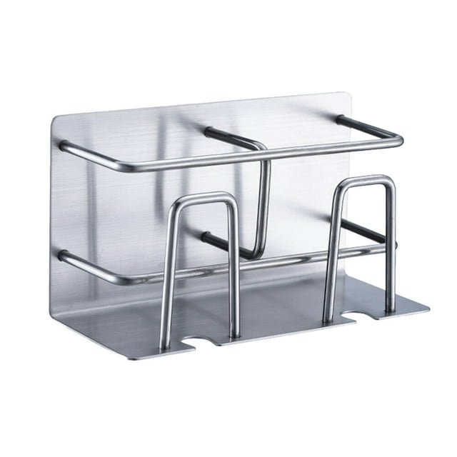 MasteelfCA Stainless Steel Storage Rack Self-adhesive Organizer Wall-mounted Toothbrush Holder for Bathroom Bedroom