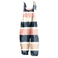 thumbnail image 2 of Mifsaly Floral Print Linen Bib Overalls Women Wide Leg Baggy Jumpsuit Summer Beach Vacation One Piece Playsuit Adjustable Tie Shoulder Straps Casual Romper 2026 XXL, 2 of 5