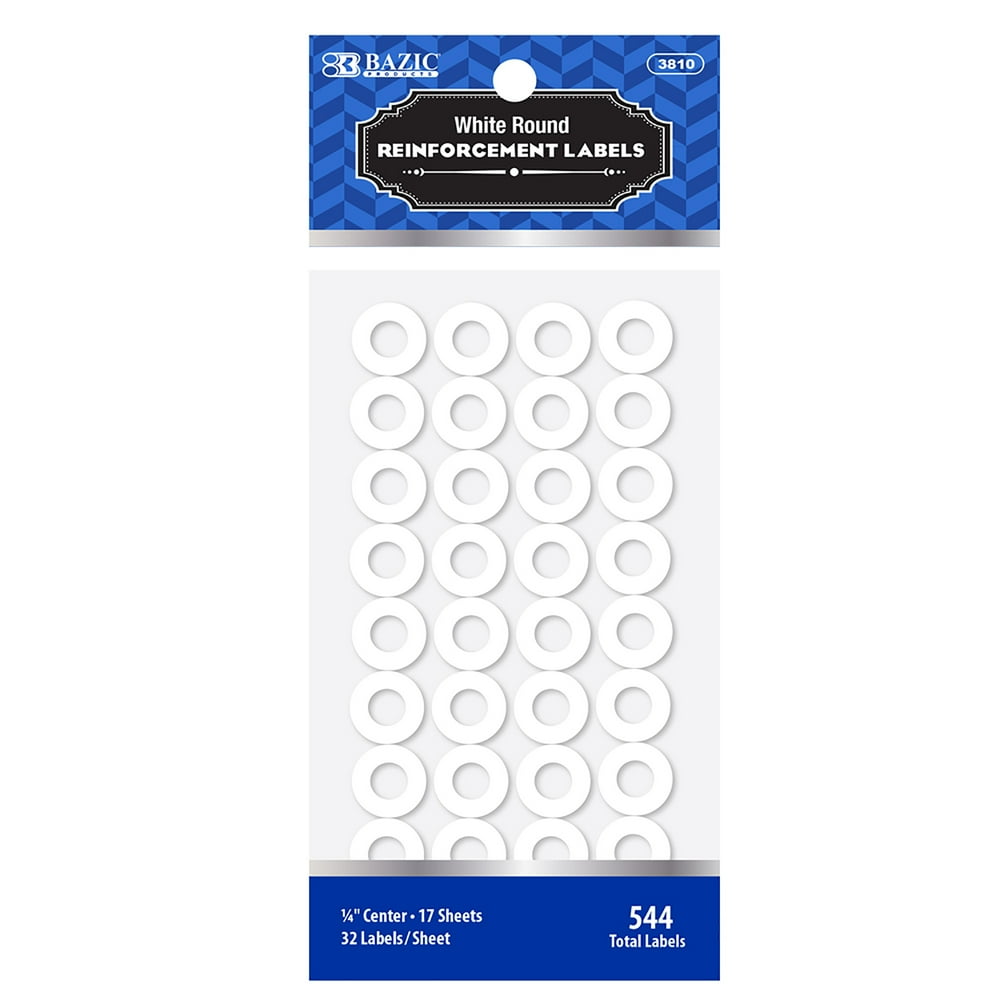 BAZIC Reinforcement Label Round 1/4", Hole Reinforcements Stickers