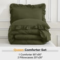 thumbnail image 7 of ANGENIA Queen Comforter Sets Olive Green, 3 Pieces Soft Lightweight Fluffy Ruffle Bedding Sets for Queen Size Bed, Farmhouse Shabby Chic Microfiber All Season Bed Set, 7 of 7
