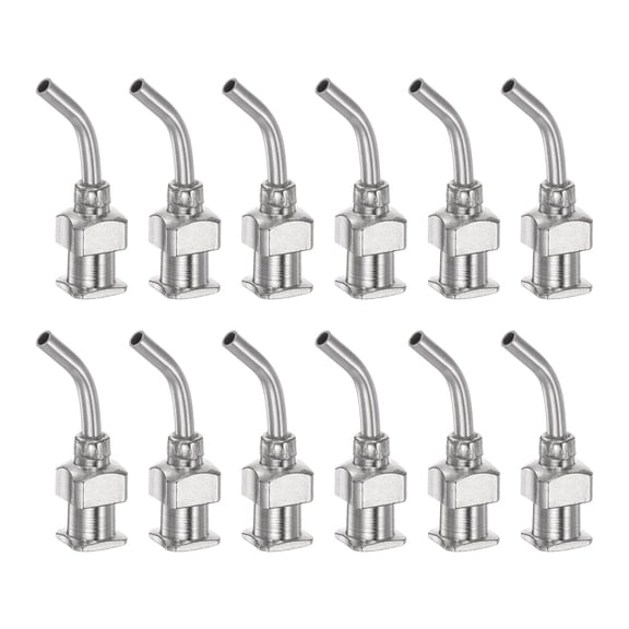 12uds Dispensadoras Agujas, Calibre 14 1/2" Inoxidable Acero Romo Punta 45 Grados Dobladas Dispensadoras Agujas para Tinta Cartuchos, Pegamento, Jeringas, Carpintería